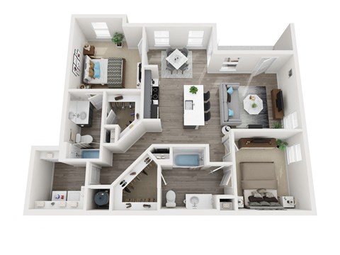Floor plan for 2 beds, 2 baths, 1112 sqft